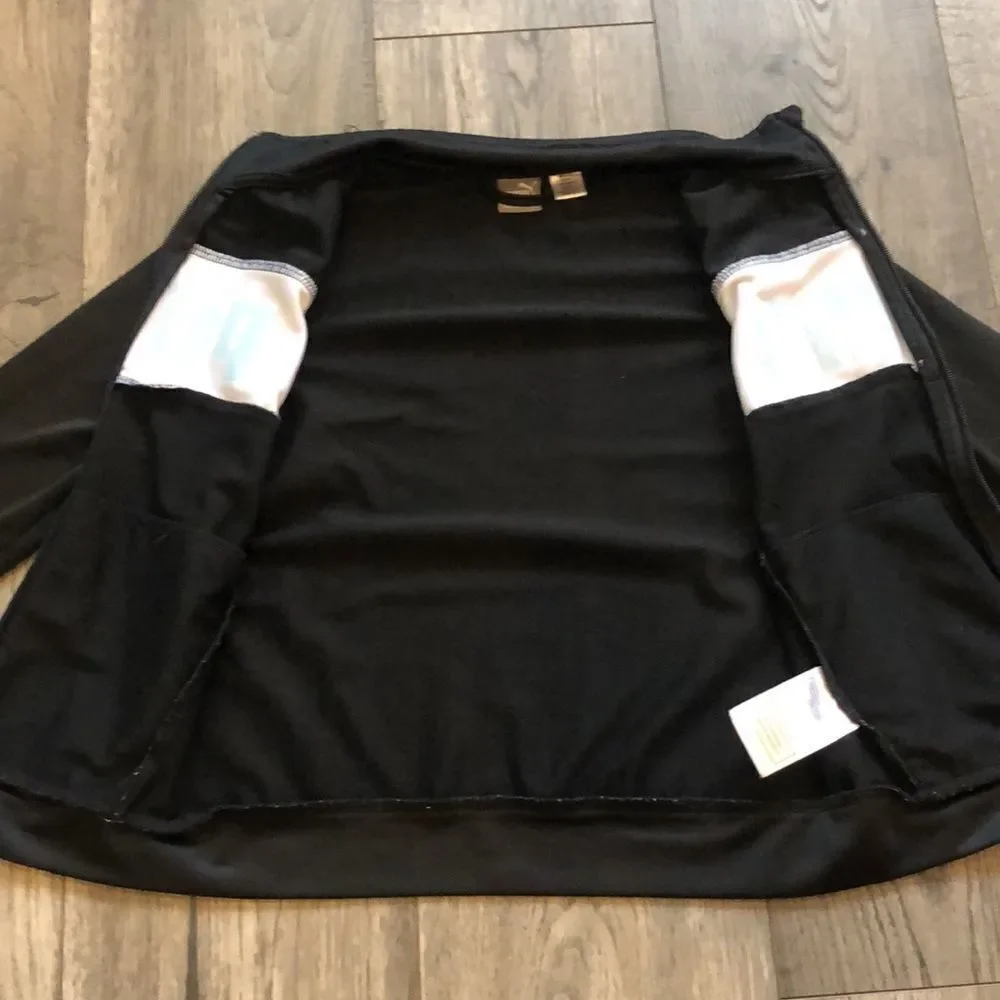 GIRLS PUMA LIGHTWEIGHT ATHLETIC JACKET IN EXCELLENT CONDITION! BLACK WITH TEAL